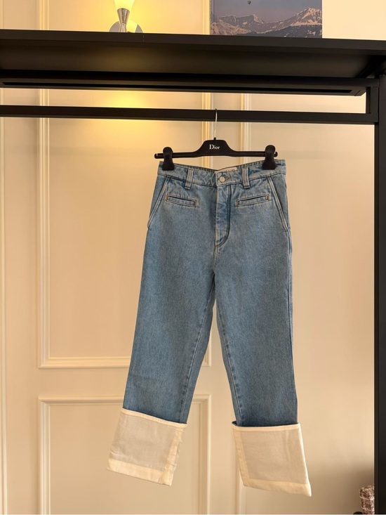 Loewe Denim - 🚩steal Loewe Light Blue Straight-Leg Jeans with Cream Cuffs